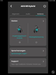 Einstellungen_AKG Headphones App