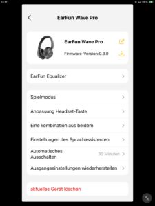 Einstellungen_EarFun Audio App