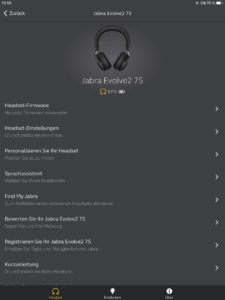 Headset-Einstellungen Jabra Sound+ App