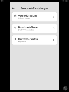 Sennheiser RS 275 App Broadcast-Einstellungen I_Transmitter