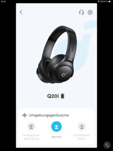 Soundcore Q20i App DE - Startseite I_Soundcore App